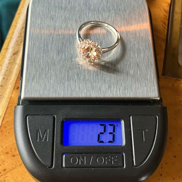 Simulated Champagne Diamond Sterling Silver Ring Size 7 - Picture 8 of 8